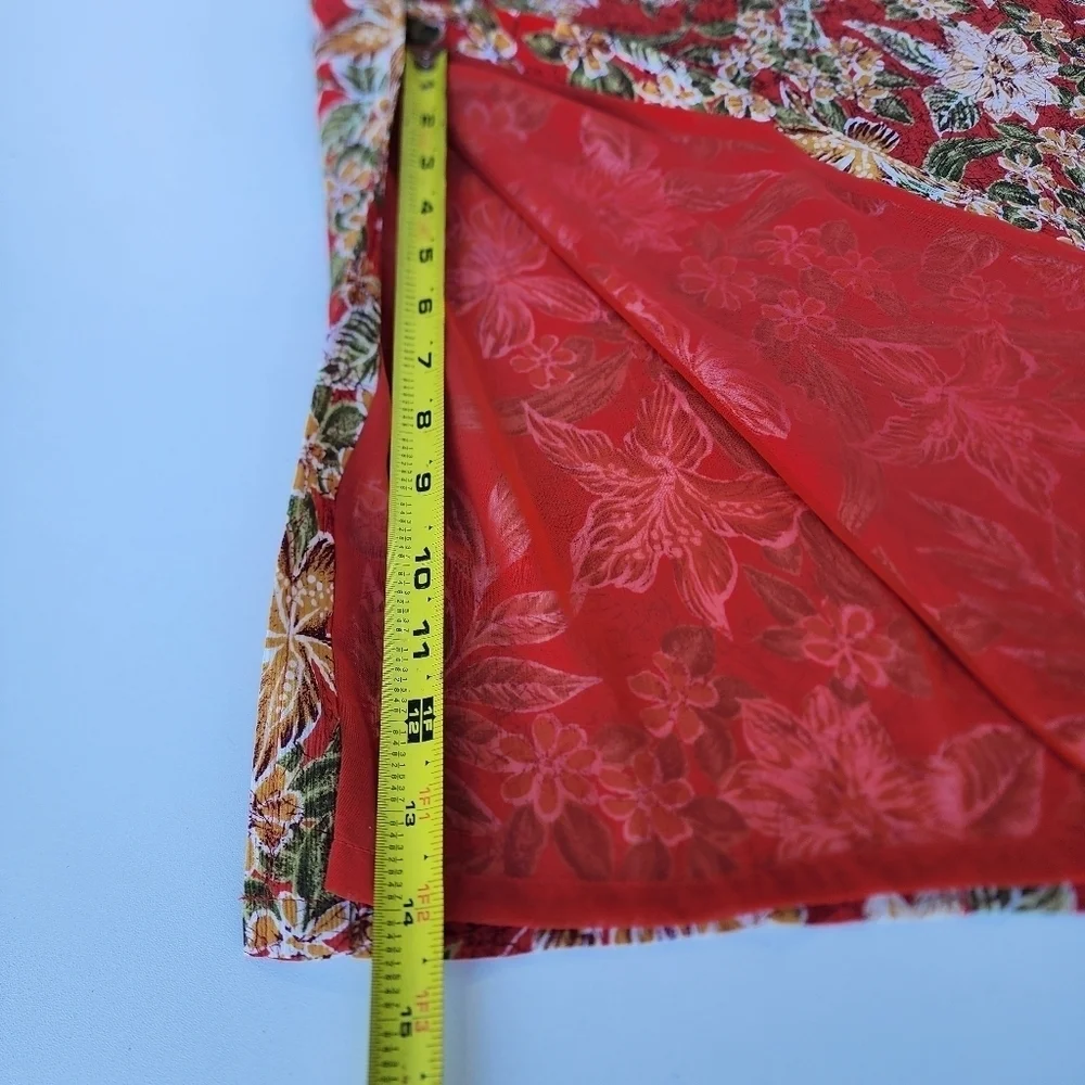 NWT Style & Co. Collection Dress 100% Silk Maxi Tilts & Liner Tropical Red 10P